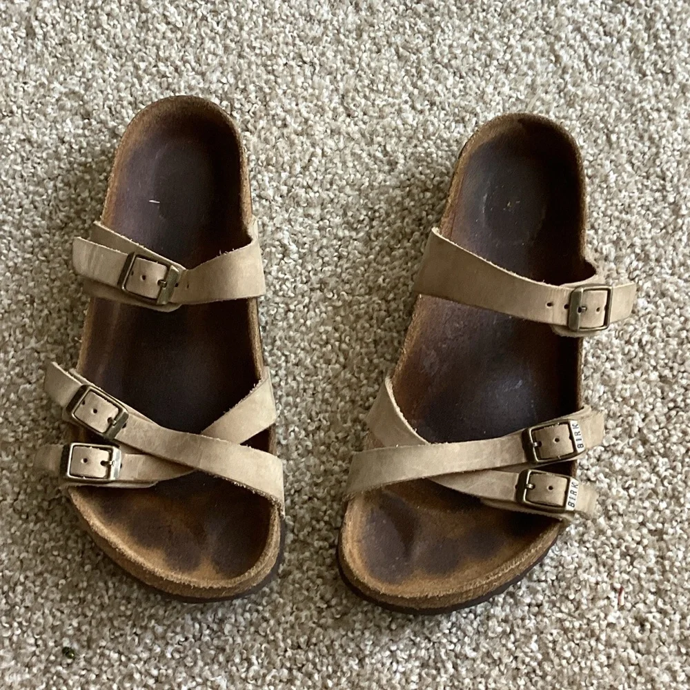 Birkenstock Women's Tan Triple-Strap Sandals